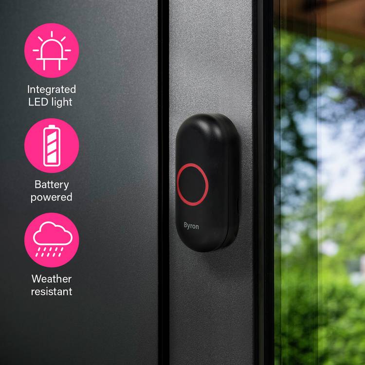 Byron wireless doorbell set black, UK version