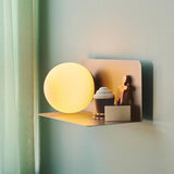 Nordlux Lilibeth brown wall light with shelf, UK version