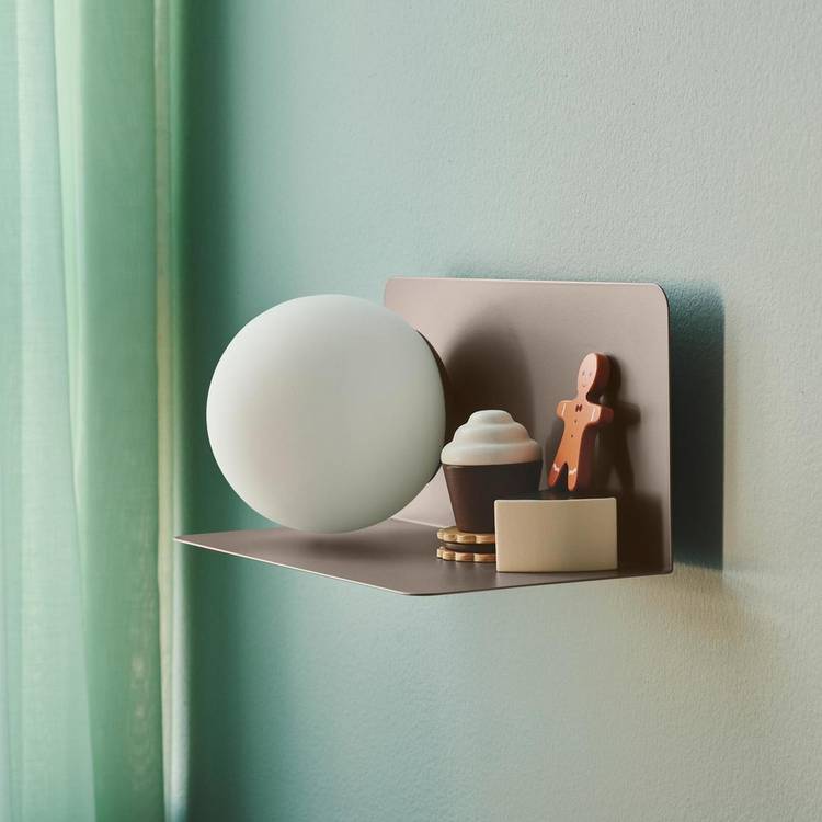 Nordlux Lilibeth brown wall light with shelf, UK version