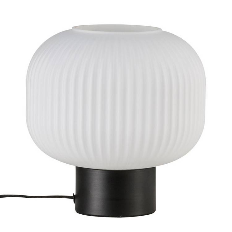 Nordlux Milford LED table lamp black opal glass shade, UK version