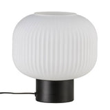 Nordlux Milford LED table lamp black opal glass shade, UK version