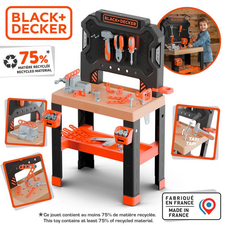 Smoby Black and Decker DIY workbench with 78 accessories - British product