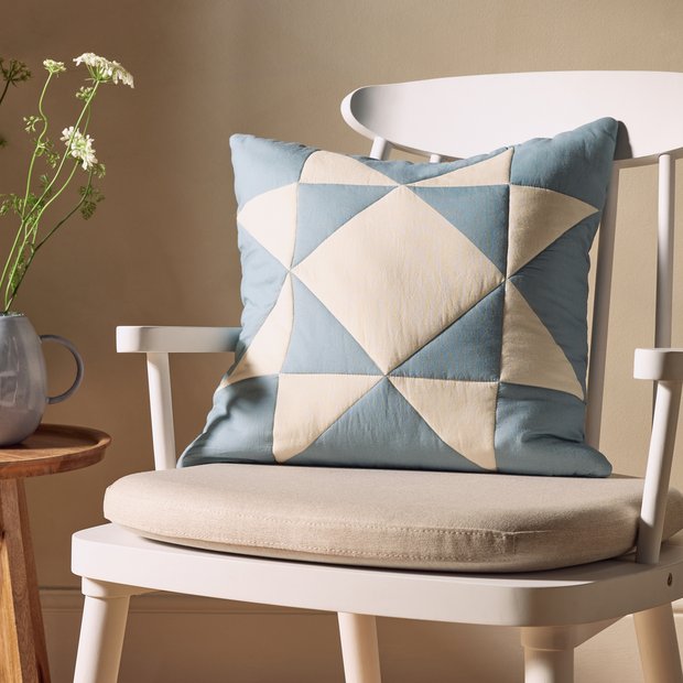 Habitat quilted cushion blue and cream 50x50cm, imported from the UK