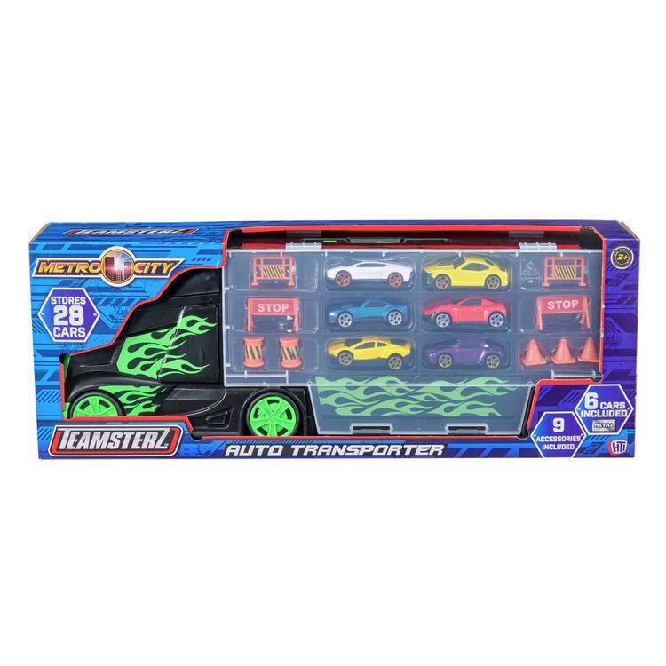 Teamsterz car transporter truck with 6 die-cast cars, UK version