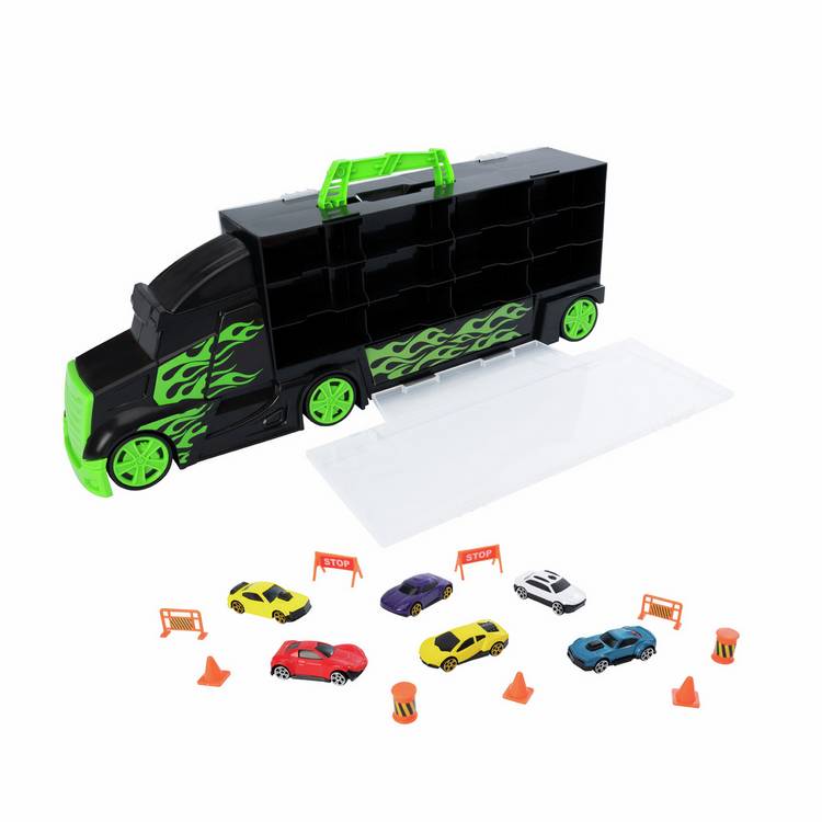Teamsterz car transporter truck with 6 die-cast cars, UK version
