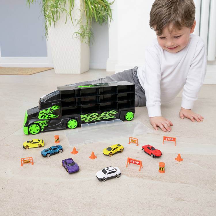 Teamsterz car transporter truck with 6 die-cast cars, UK version