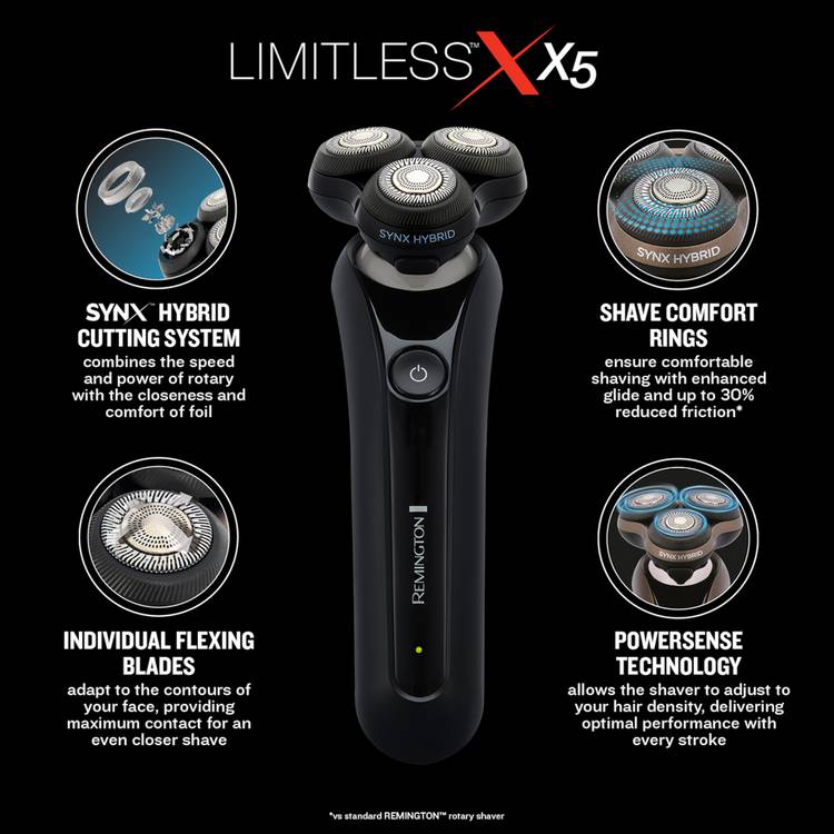 Remington X5 rotary shaver SYNX hybrid cutting system (British brand)