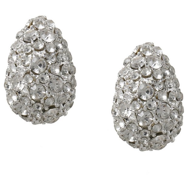 Liars & Lovers pave crystal teardrop stud earrings, imported from the UK