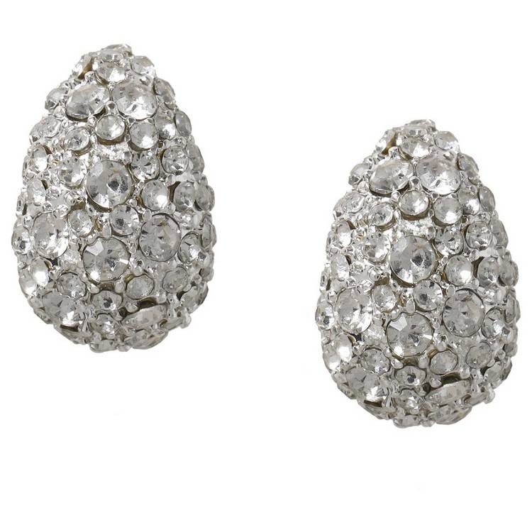 Liars & Lovers pave crystal teardrop stud earrings, imported from the UK