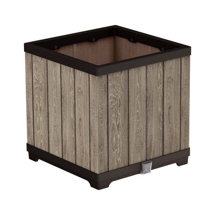 Keter Signature square brown planter 45.5cm (British brand)