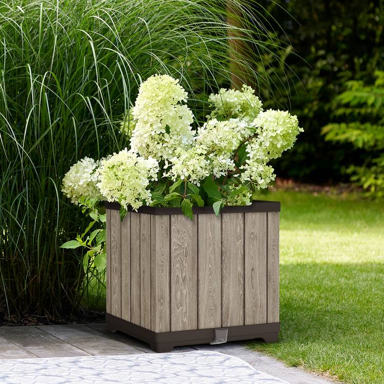 Keter Signature square brown planter 45.5cm (British brand)