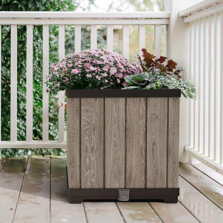 Keter Signature square brown planter 45.5cm (British brand)