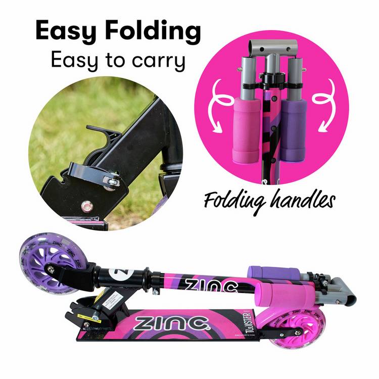 Zinc Twister Inline 2 Wheel scooter pink purple, imported from the UK
