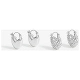 Argos Lipsy Silver Crystal Puffed Heart Huggie Hoop Earrings Set- Buy online at McGrocer