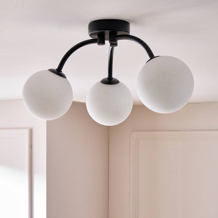 Argos Home flush ceiling light with opal glass globes, imported from the UK