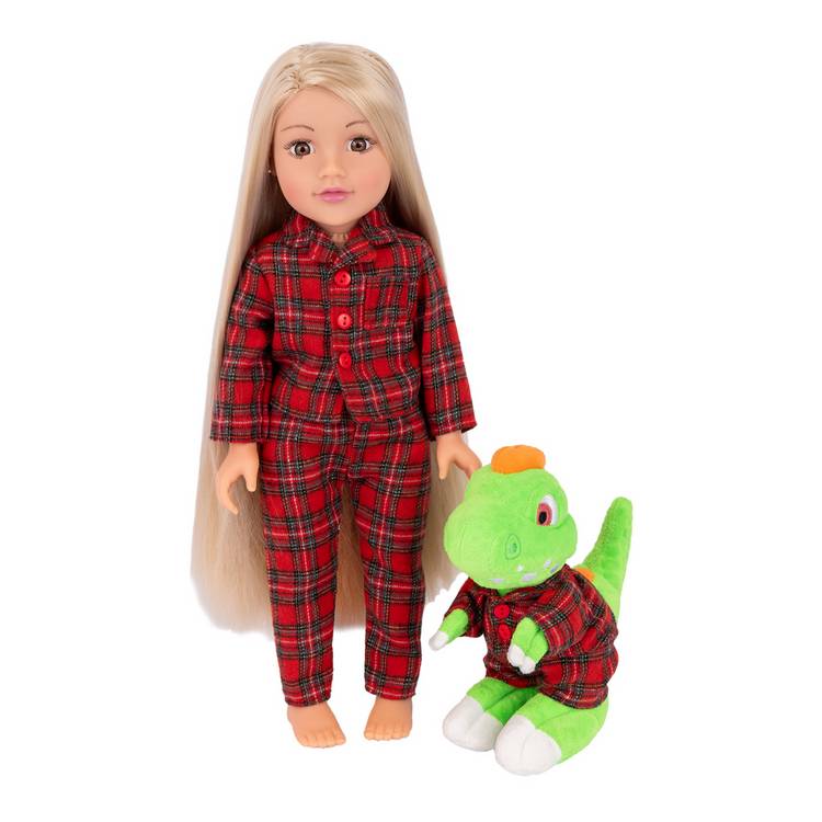 DesignAfriend Connie and Trevor 18 inch doll and dinosaur gift set - British product