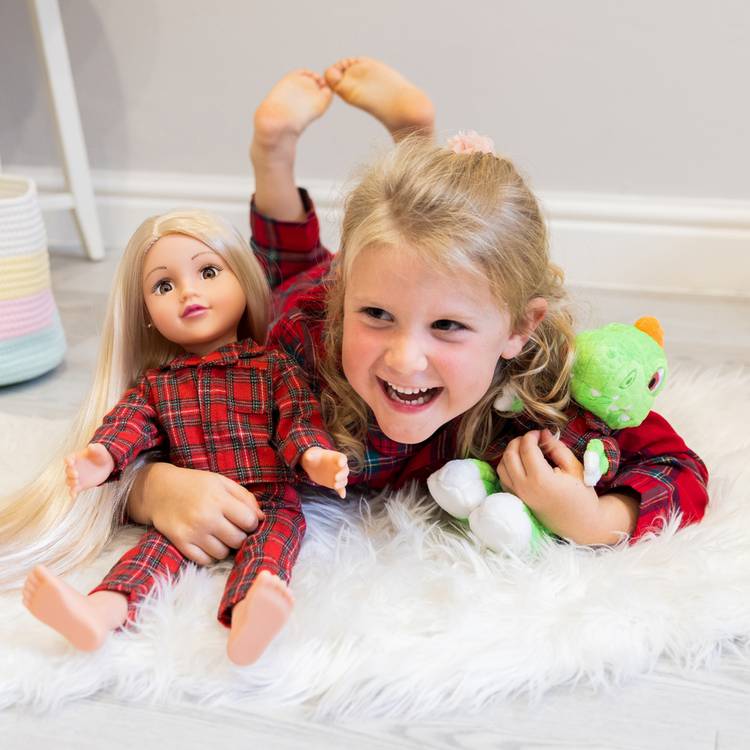 DesignAfriend Connie and Trevor 18 inch doll and dinosaur gift set - British product