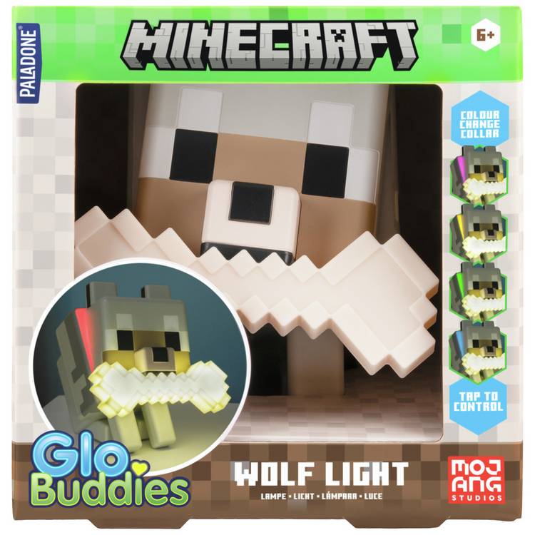 Minecraft Wolf GloBuddies LED novelty light beige 14cm (British brand)