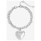 Lipsy silver puffed heart double chain bracelet - British product