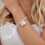 Lipsy silver puffed heart double chain bracelet - British product