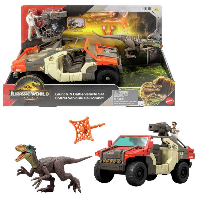 Mattel Jurassic World Rebirth vehicle with Velociraptor figure - British product