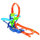 Hot Wheels stunt track playset with motorised booster and toy car (British brand)