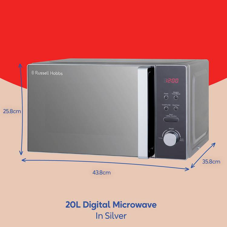 Russell Hobbs 800W microwave 20L silver, UK version