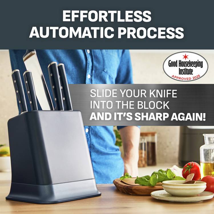 Tefal EverSharp Pro 5 piece knife block blue, UK version