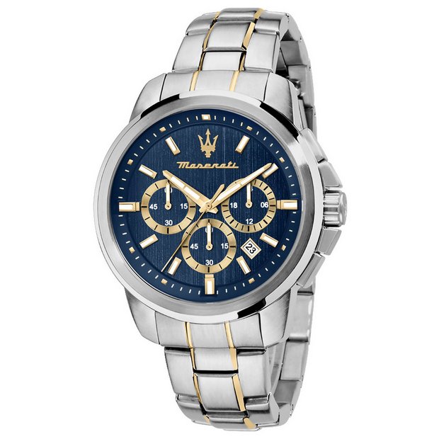 Maserati chronograph watch blue dial 44mm (British brand)