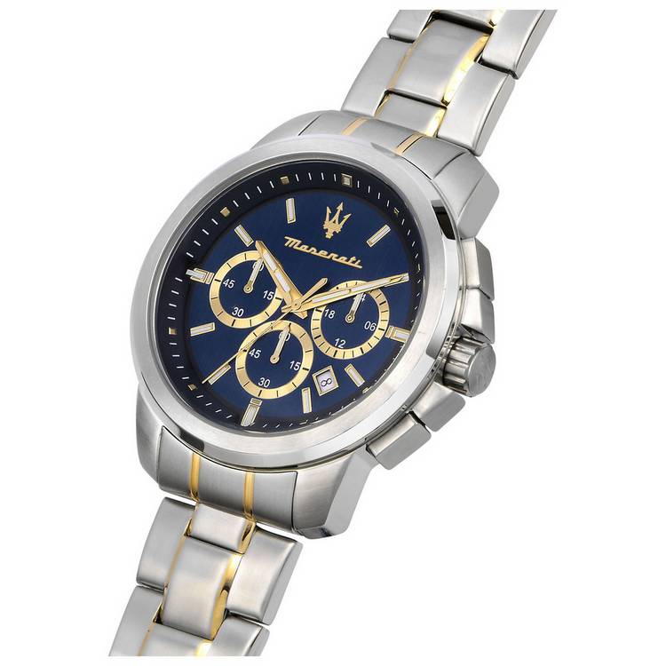 Maserati chronograph watch blue dial 44mm (British brand)