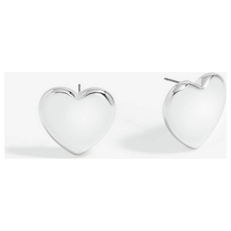 Lipsy silver polished puffed heart stud earrings (British brand)