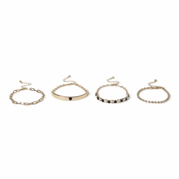 Liars & Lovers gold heart crystal wristwear set - British product