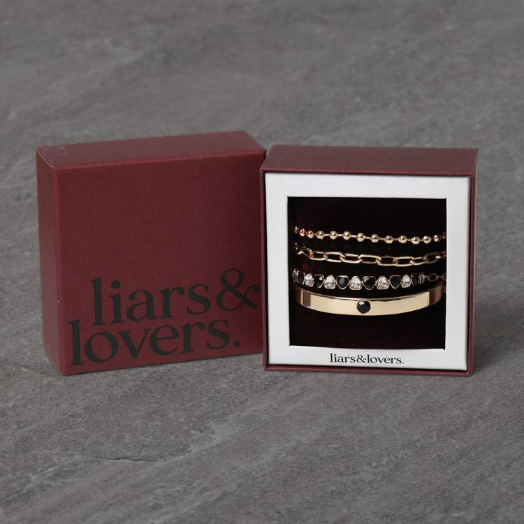 Liars & Lovers gold heart crystal wristwear set - British product