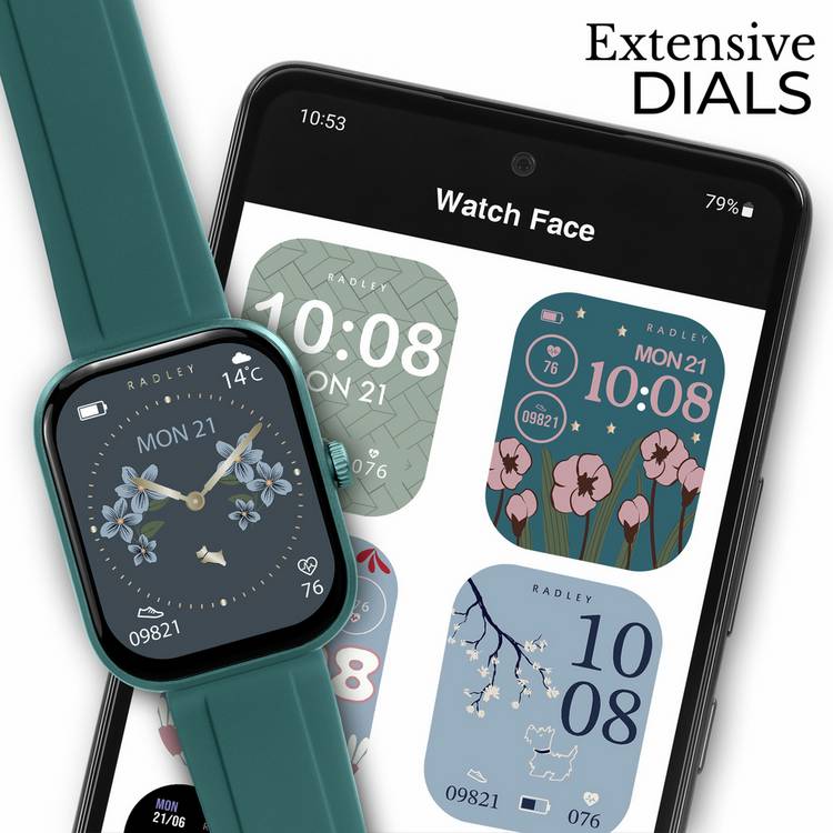Radley smart watch Petite Case teal silicone strap, UK version