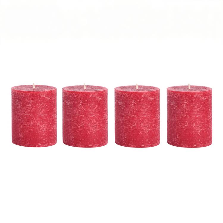 Argos Home unscented red pillar candles pack of 4 - British product