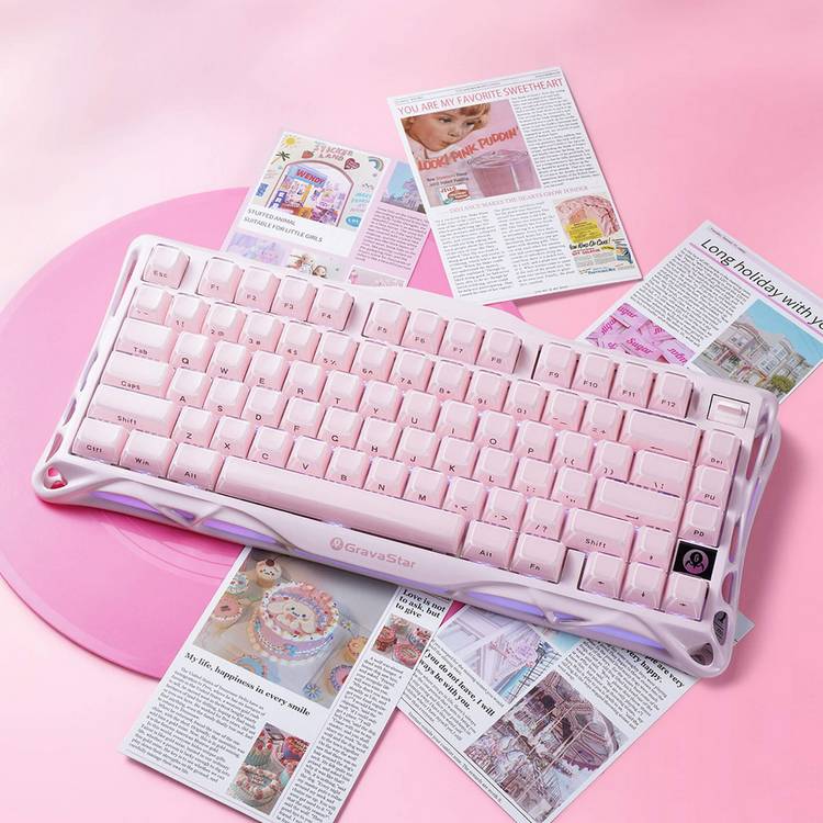 GravaStar gaming keyboard Sakura pink, UK version