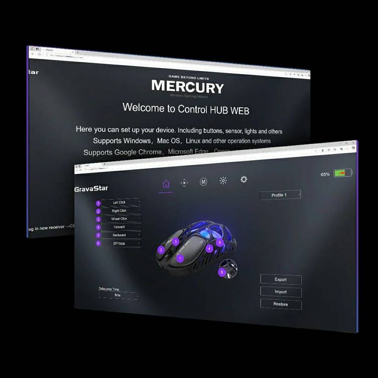 GravaStar Mercury X Pro gaming mouse (British brand)