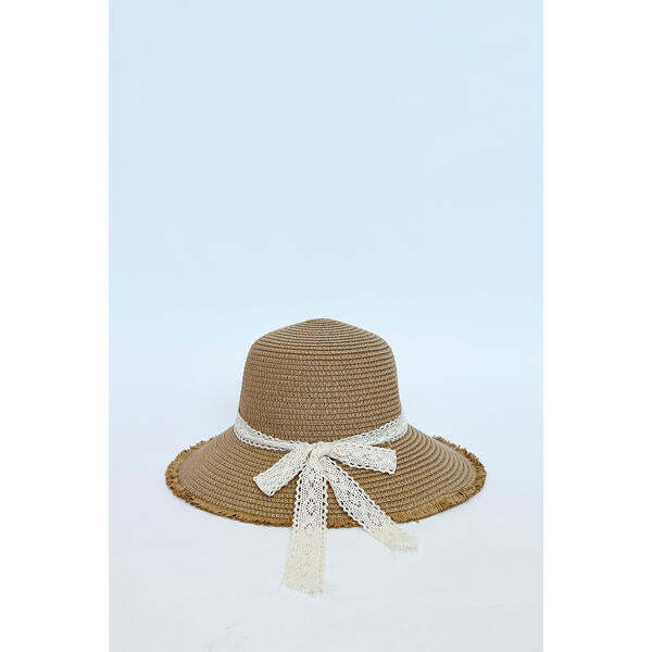 SVNX lace ribbon straw sun hat, imported from the UK