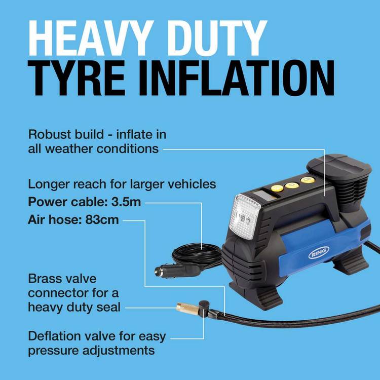 Ring Automotive RAC820 digital tyre inflator heavy duty, UK version