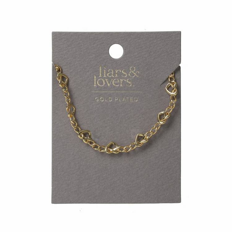 Liars & Lovers gold tone heart chain necklace (British brand)