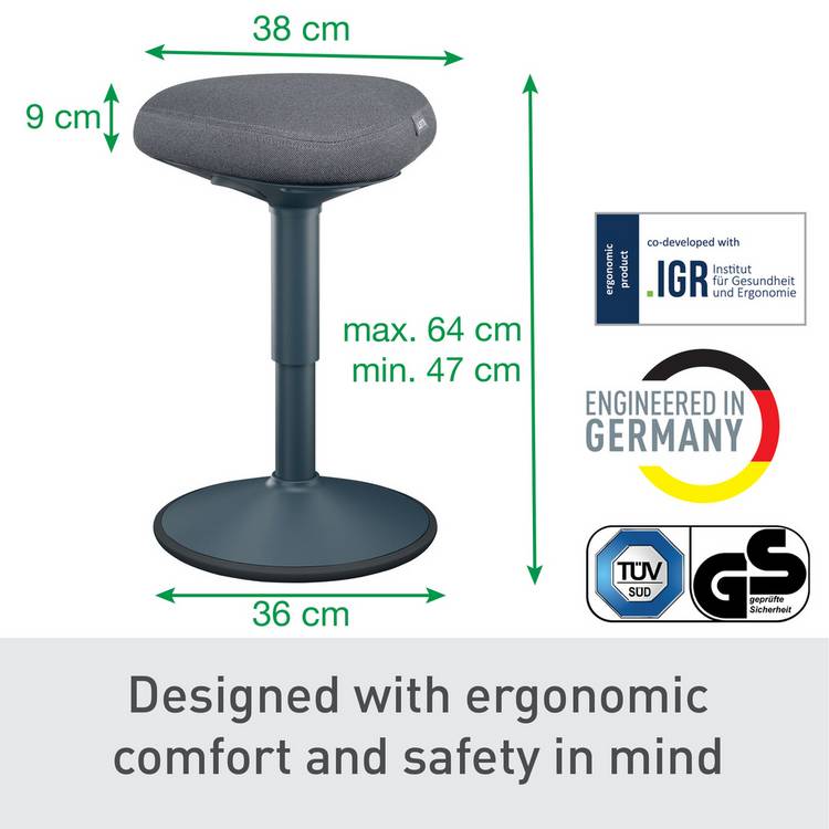Leitz Ergo Cosy stool dark grey, UK version
