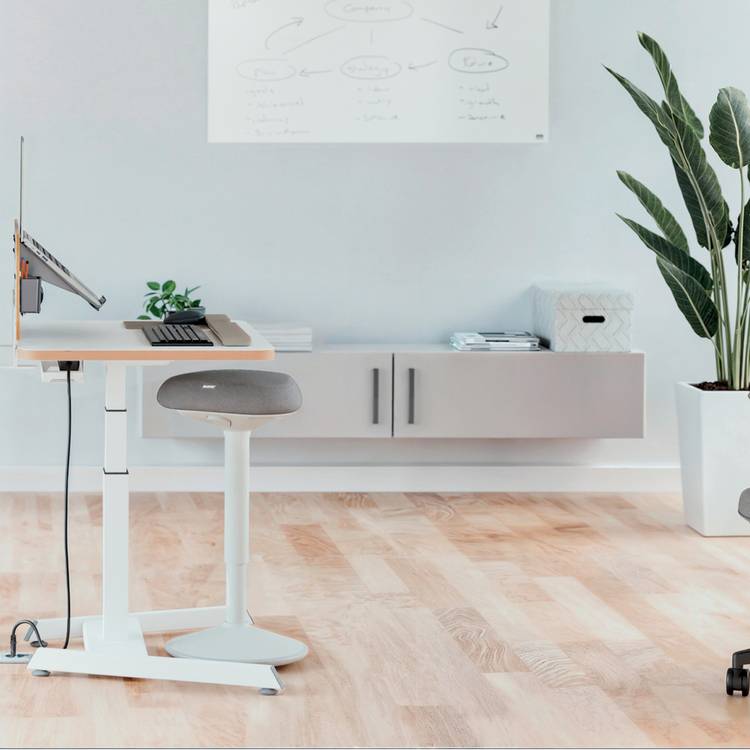 Leitz Ergo Active standing stool in light grey, imported from the UK