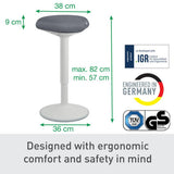 Leitz Ergo Active standing stool in light grey, imported from the UK