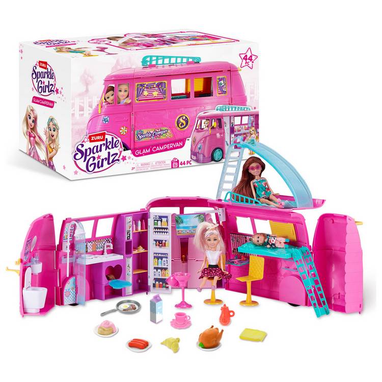 Sparkle Girlz retro campervan doll playset, imported from the UK