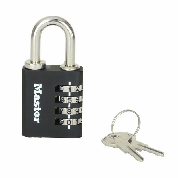 Master Lock combination padlock with override key, UK version