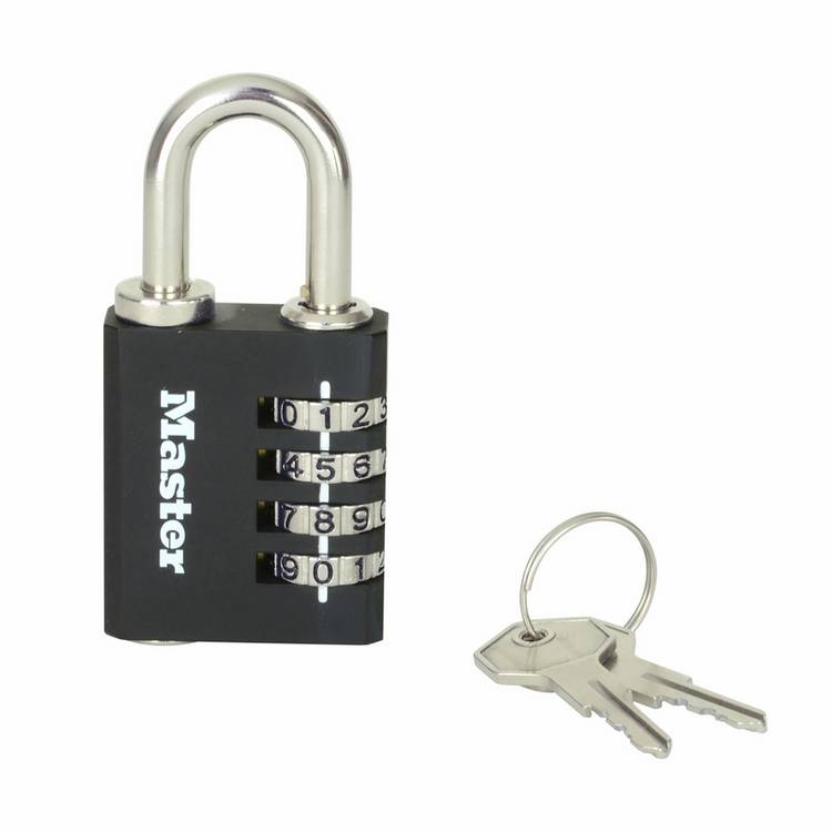 Master Lock combination padlock with override key, UK version