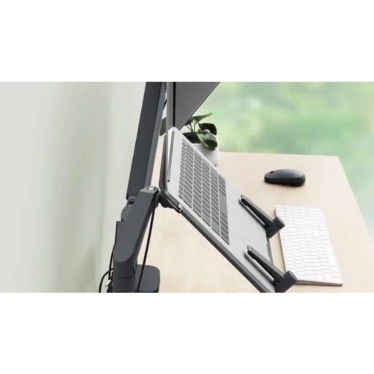 Leitz dual monitor and laptop arm dark grey - British product