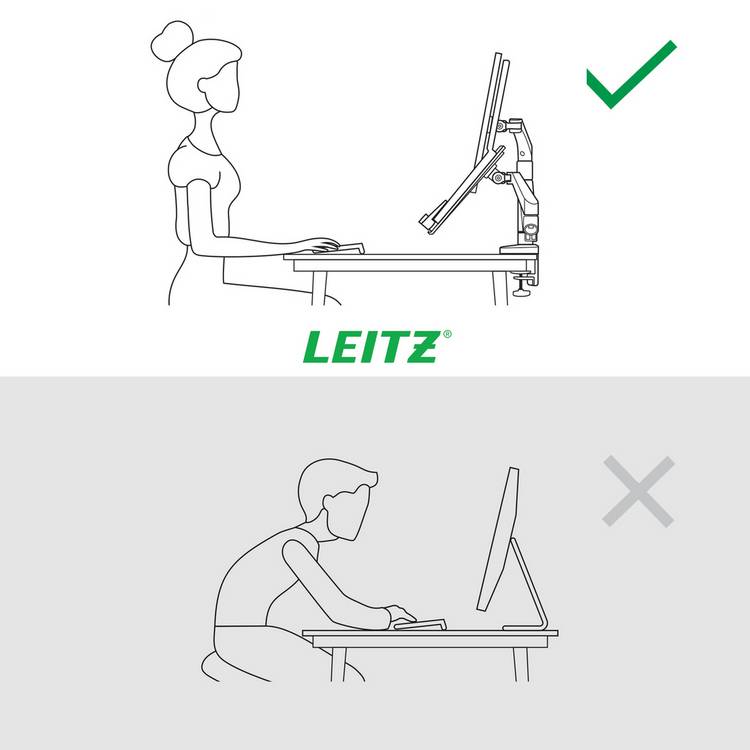 Leitz dual monitor and laptop arm dark grey - British product
