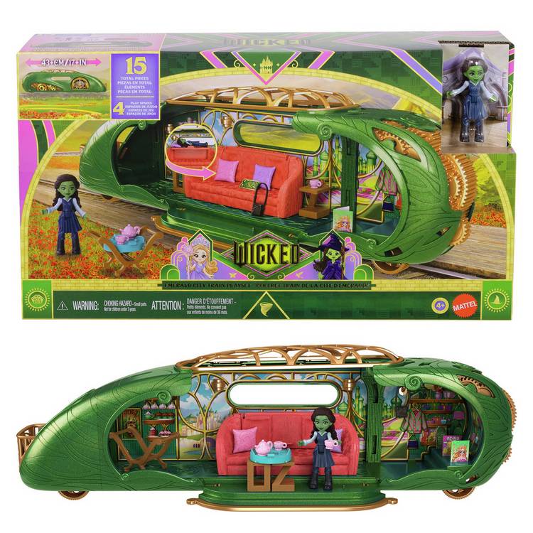 Wicked train playset with Elphaba doll, imported from the UK