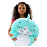 Happy Nappers Disco Dolphin large sleeping bag toy, UK version
